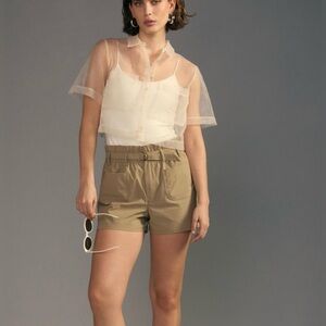 Anthropologie Olive Avec Les Filles Paper Bag Shorts